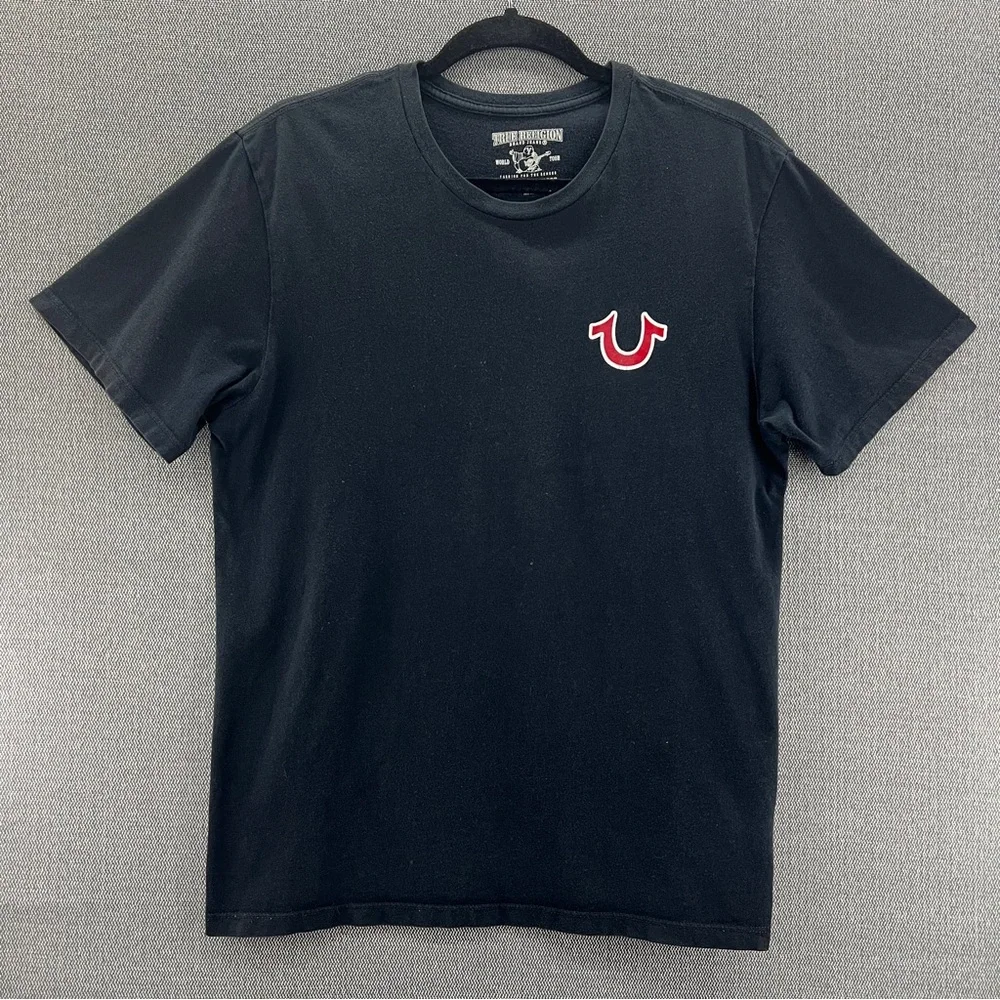 True Religion Buddha Print‎ Black Short Sleeve Tee Shirt Size Medium